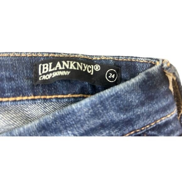 BLANKNYC Crop Skinny Sz 24 Ripped Distressed 27" Inseam Stretch Pant Raw Hem - Picture 4 of 8